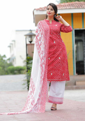 badodiya's Printed Kurta, Palazzo & Dupatta Set