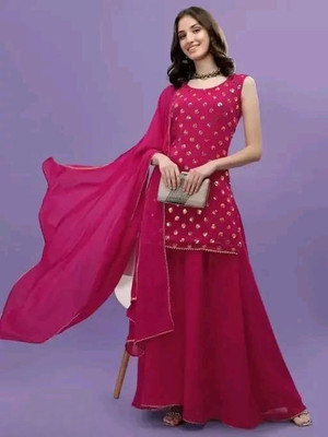 NAVLIK Embroidered Kurta, Palazzo & Dupatta Set