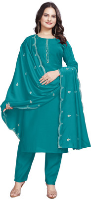 AKD FASHION Embroidered, Solid, Printed Kurta, Trouser/Pant & Dupatta Set