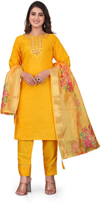 FARHATFASHION Embroidered Kurta, Trouser/Pant & Dupatta Set