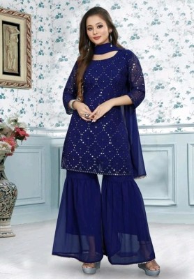 JP FASHION Embellished Kurta, Sharara & Dupatta Set