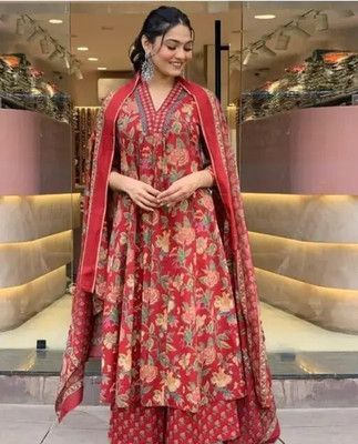 Mastvery Printed Kurta, Palazzo & Dupatta Set