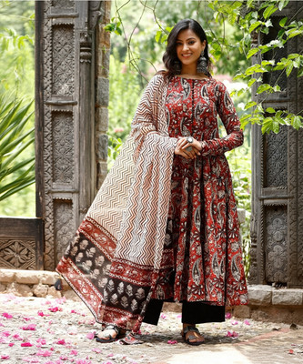 krisha creation Printed Kurta, Palazzo & Dupatta Set