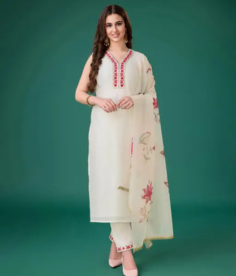 Tryambakam Embroidered Kurta, Trouser/Pant & Dupatta Set