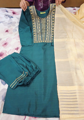 Avnisa Enterprise Embroidered Kurta, Trouser/Pant & Dupatta Set