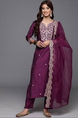 TEAL TITALI Embroidered Kurta, Salwar & Dupatta Set
