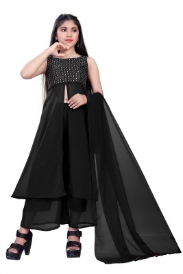 WAZIX Clothing Solid Kurta, Palazzo & Dupatta Set