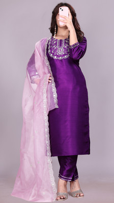 Avnisa Enterprise Embroidered Kurta, Trouser/Pant & Dupatta Set