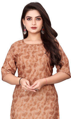 Alpha Fashion Women Printed A-line Kurta(Brown)