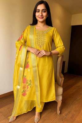 LIZORD FAB Embroidered Kurta, Trouser/Pant & Dupatta Set