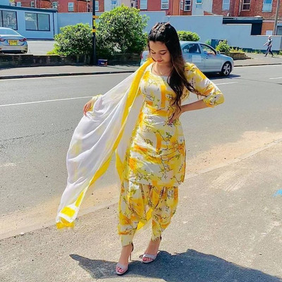 AAKASH Printed Kurta, Patiala & Dupatta Set
