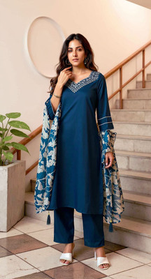 VEERACOLLECTION Embroidered Kurta, Salwar & Dupatta Set