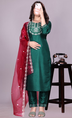 Avnisa Enterprise Embroidered Kurta, Trouser/Pant & Dupatta Set