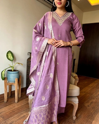 HOUSE OF COMMON Embroidered Kurta, Trouser/Pant & Dupatta Set
