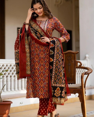 badodiya's Embroidered Kurta, Palazzo & Dupatta Set
