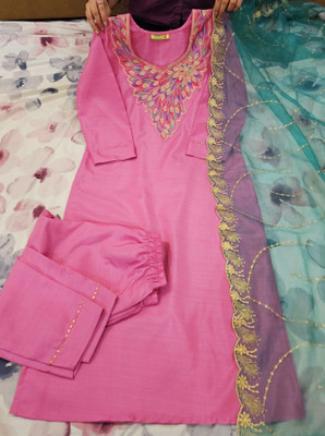 Avnisa Enterprise Embroidered Kurta, Trouser/Pant & Dupatta Set