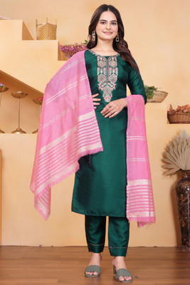 Avnisa Enterprise Embroidered Kurta, Trouser/Pant & Dupatta Set