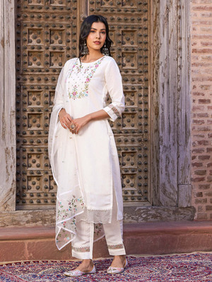 RN Fashion Embroidered Kurta, Trouser/Pant & Dupatta Set