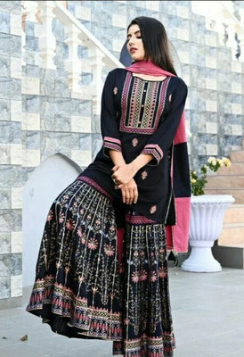 badodiya's Printed Kurta, Sharara & Dupatta Set