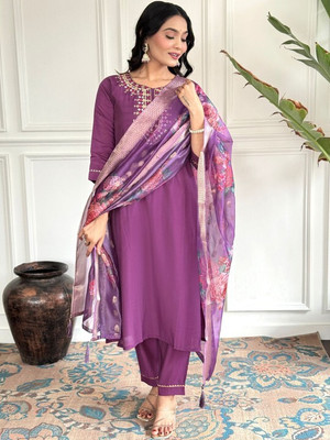 LIZORD FAB Embroidered Kurta, Trouser/Pant & Dupatta Set