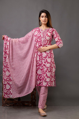 INSPIREFASHION Applique Kurta, Dhoti Pant & Dupatta Set