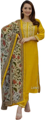 kalakriti Woven, Self Design Kurta, Trouser/Pant & Dupatta Set