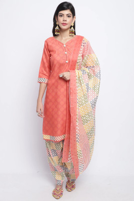 VihaanExim Printed Kurta, Patiala & Dupatta Set