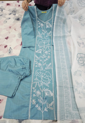 Avnisa Enterprise Embroidered Kurta, Trouser/Pant & Dupatta Set