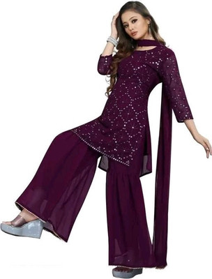 JP FASHION Embellished Kurta, Sharara & Dupatta Set