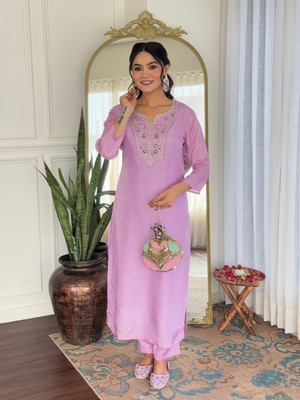 FancyFits Embroidered Kurta, Trouser/Pant & Dupatta Set