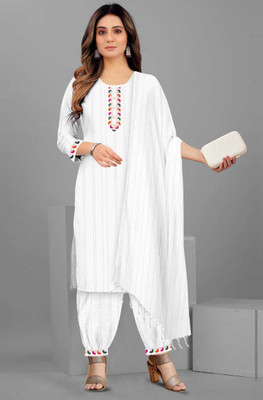 UN ENTERPRIS Striped Kurta, Patiala & Dupatta Set