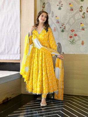 RD Textiles Floral Print Anarkali Kurta, Bottom & Dupatta Set