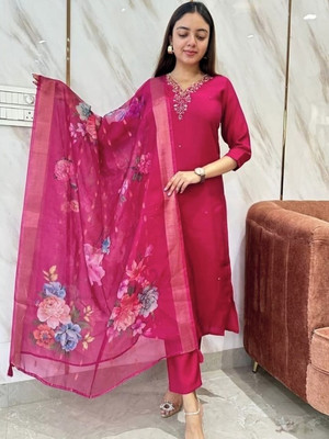 LIZORD FAB Embroidered Kurta, Trouser/Pant & Dupatta Set