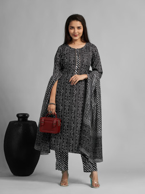 AnAdhTex Printed Kurta, Palazzo & Dupatta Set