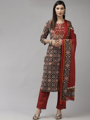 THE Z KARA Printed Kurta, Palazzo & Dupatta Set