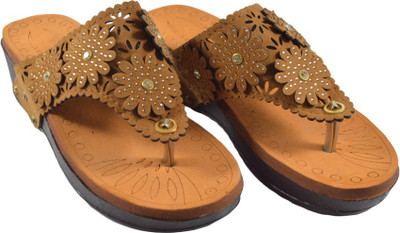 Komfy Women Wedges(Brown , 8)