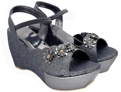 MONAQI Women Wedges(Black , 6)