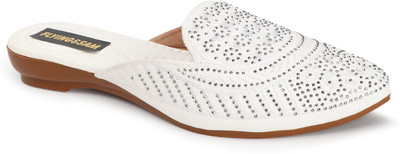 FLYING&SAM Women Flats(White , 8)