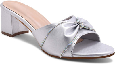 Stepee Women Heels(Silver , 4)