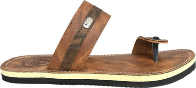 PANZIK Men Flip Flops(Brown , 9)