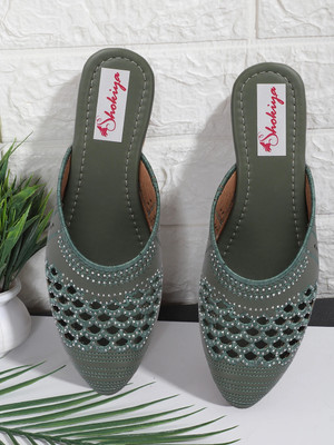 SHOKIYA Women Flats(Green , 4)