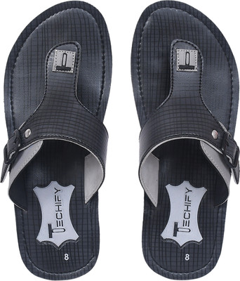 Techify Men Flip Flops(Tan , 7)