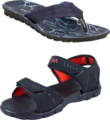 Orvax Men Sandals(Navy, Black , 9)