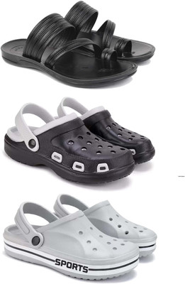 Pennen Men Sandals(Black, Grey , 9)