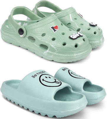 Pampy Angel Women/Girls Combo Pack of 2, Classic, Trendy Flipflops, Slipper, Slides, Clogs Women Sandals(Green, Green , 5)