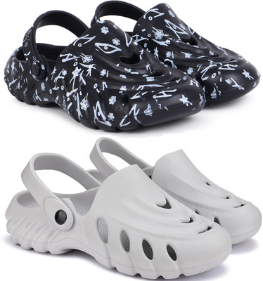 Kapani Fashion Men Flipflops, Slipper, Slides, Sandal, Clogs-Combo Pack of 2 (Black, Grey , 8) Men Sandals(Black, Grey , 8)