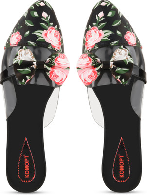 KOMOPT Women Flats(Black , 6)
