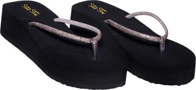 STAR STEP Women Wedges(Black , 4)