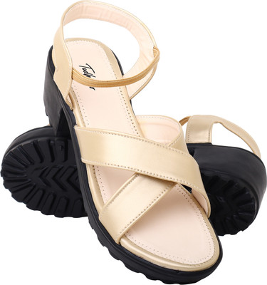 Todhwear Women Sandals(Gold , 8)