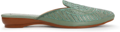 FLYING&SAM Women Flats(Green , 4)